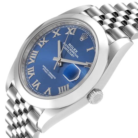 rolex datejust blue dial roman numerals|rolex datejust 41 126300.